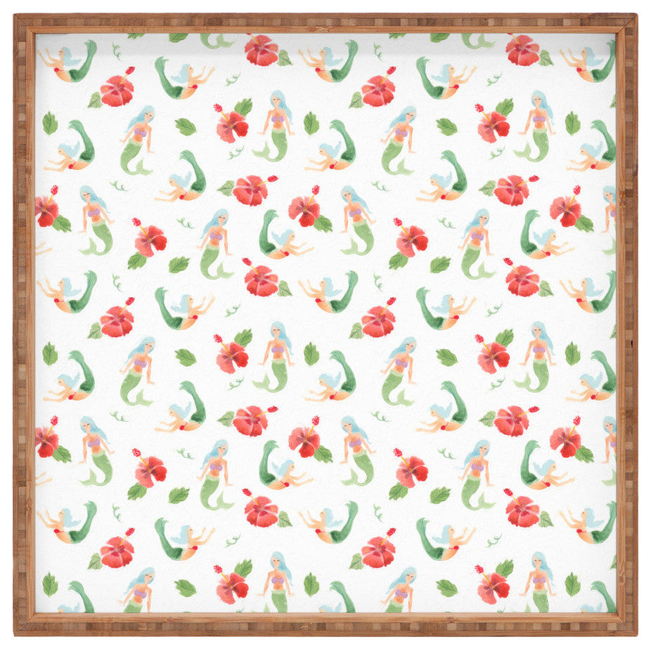 Deny Designs Wonder Forest Mystical Mermaids Square Tray