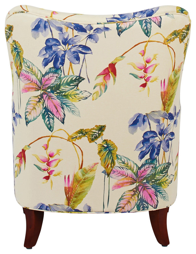 Paradise Upholstered Armchair, Tropical Floral Beige Polyester