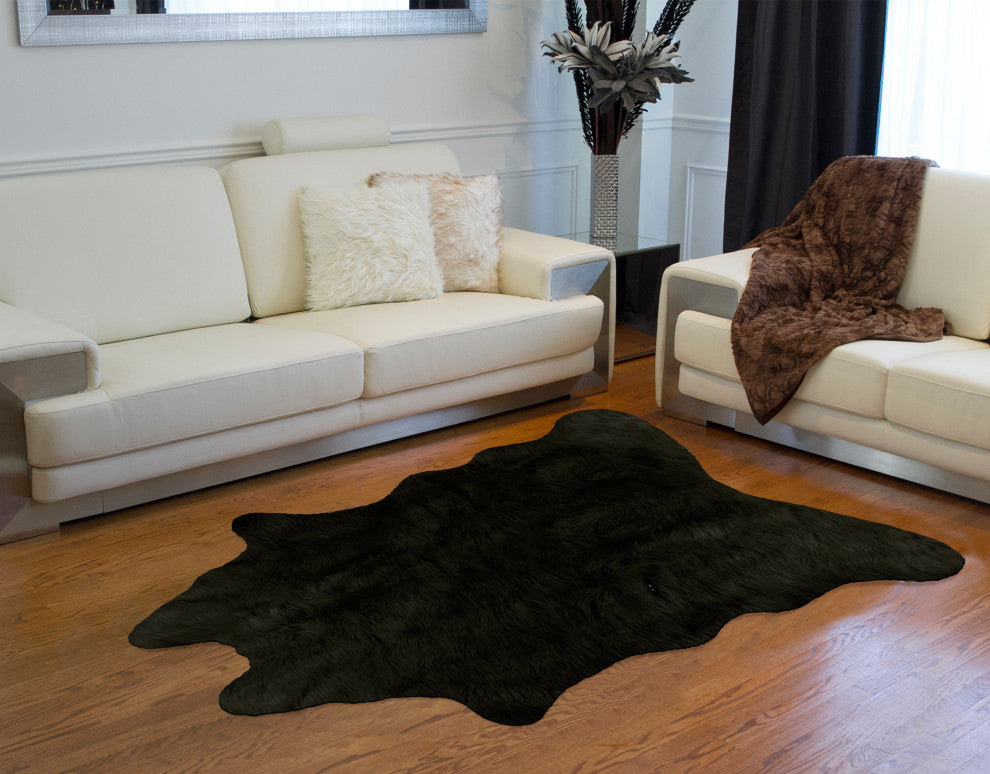 Faux Cowhide Rug 5.25'x7.5', Black