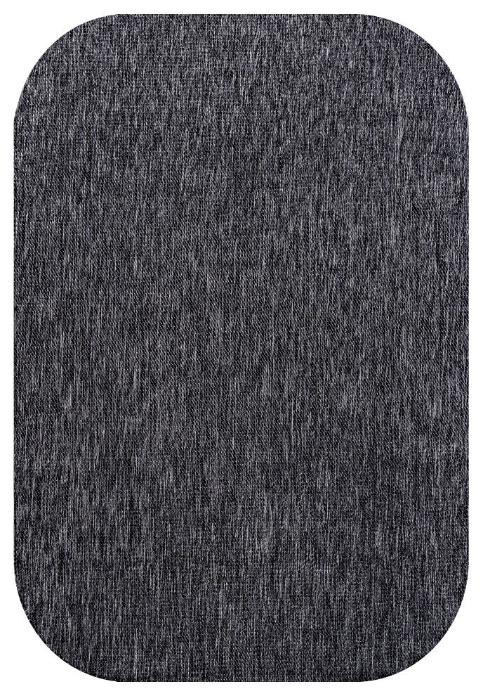 Miles Modern Minimalist Radius Corner Solid Indoor/Outdoor Shaped Area Rug