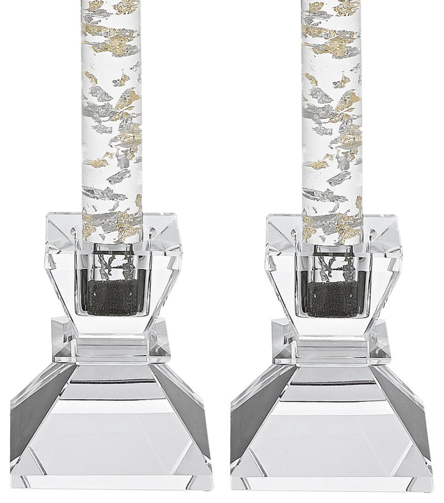 Hand Crafted Crystal Pair Of Handcrafted Candle Holders