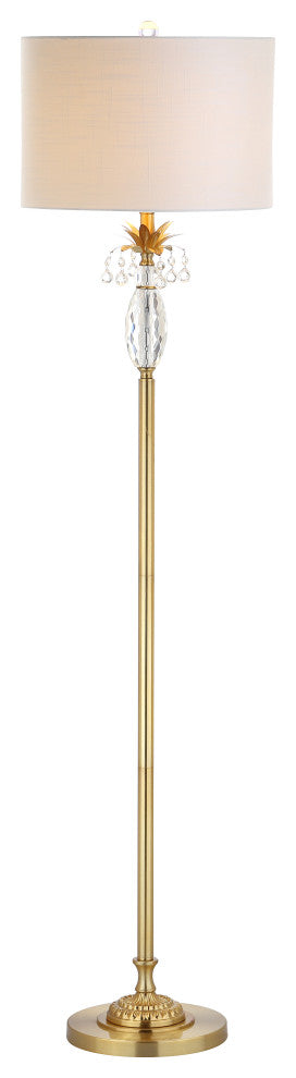 Adalyn 61" Crystal and Metal Floor Lamp, Clear and Brass Gold
