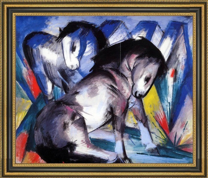 Franz Marc Two Horses - 20" x 25" Framed Premium Canvas Print