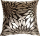Pillow Decor - Metallic Floral Black Square Throw Pillow