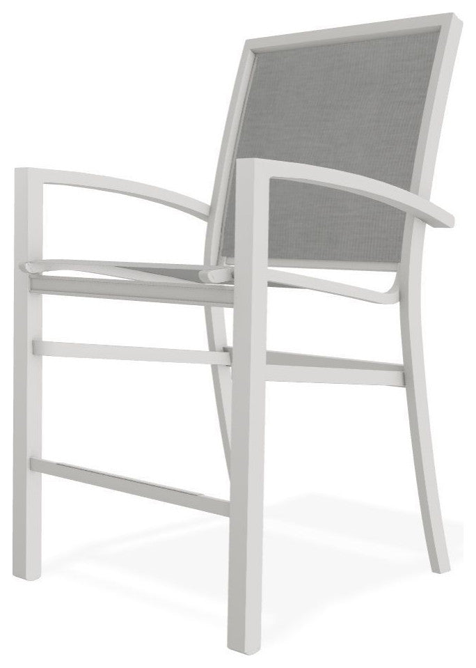 Kendall Sling Balcony Height Stackable Outdoor Stool, Alloy/Snow