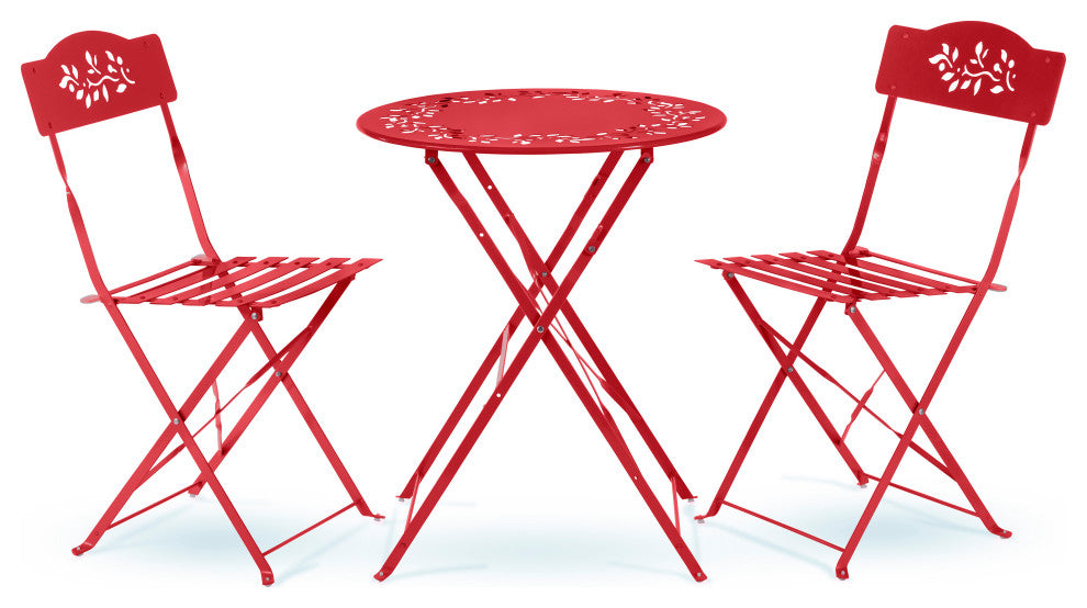 Metal 3-Piece Bistro Set, Red