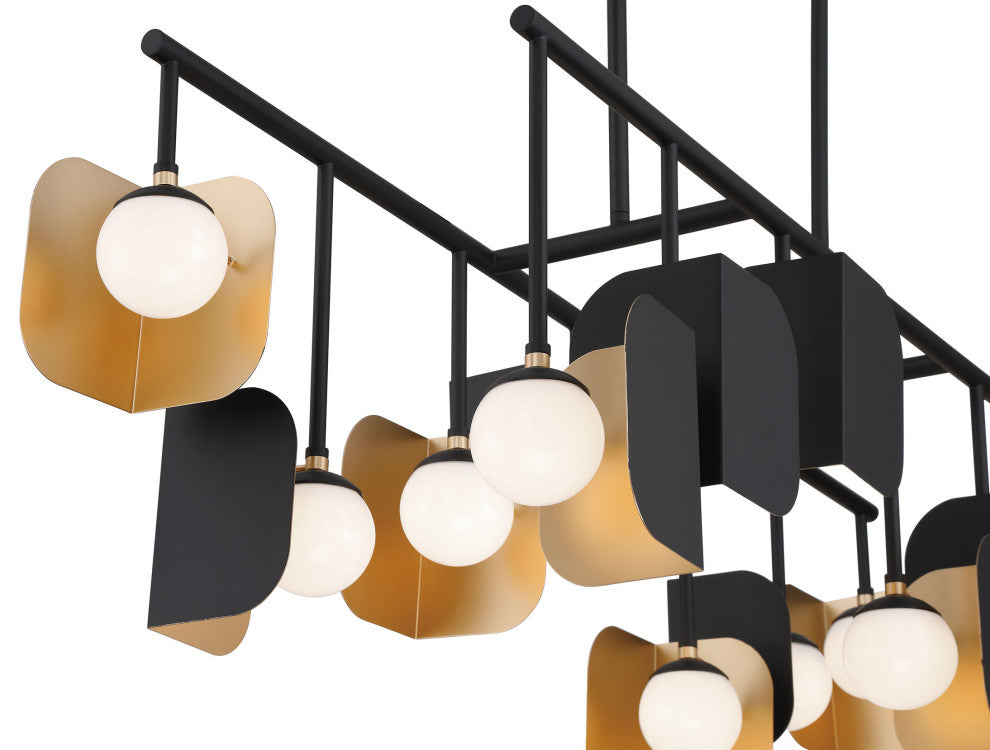 Cornice 14L 60" Gold-Black White Chandelier