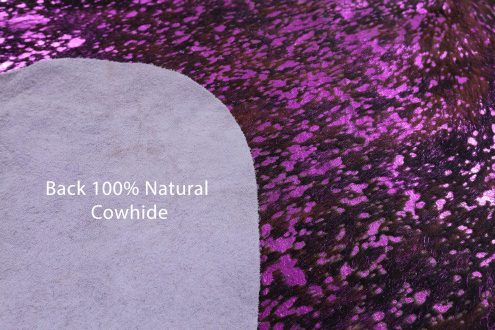 Pink Metallic Cowhide Rug 6' 4" X 5' 5" C2135