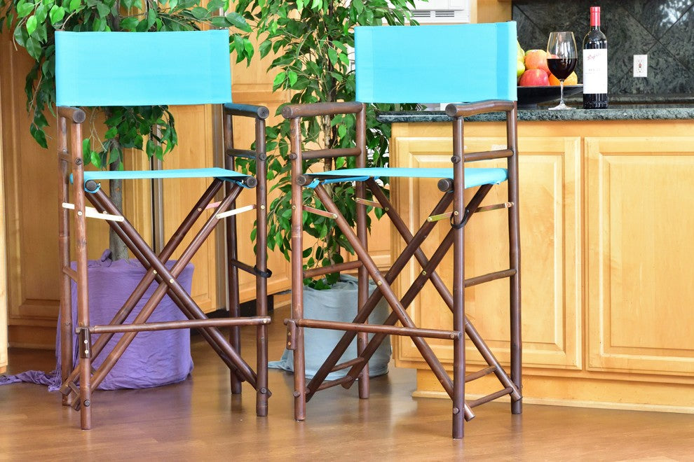 Bamboo High Director Chair, Set of 2, Aqua