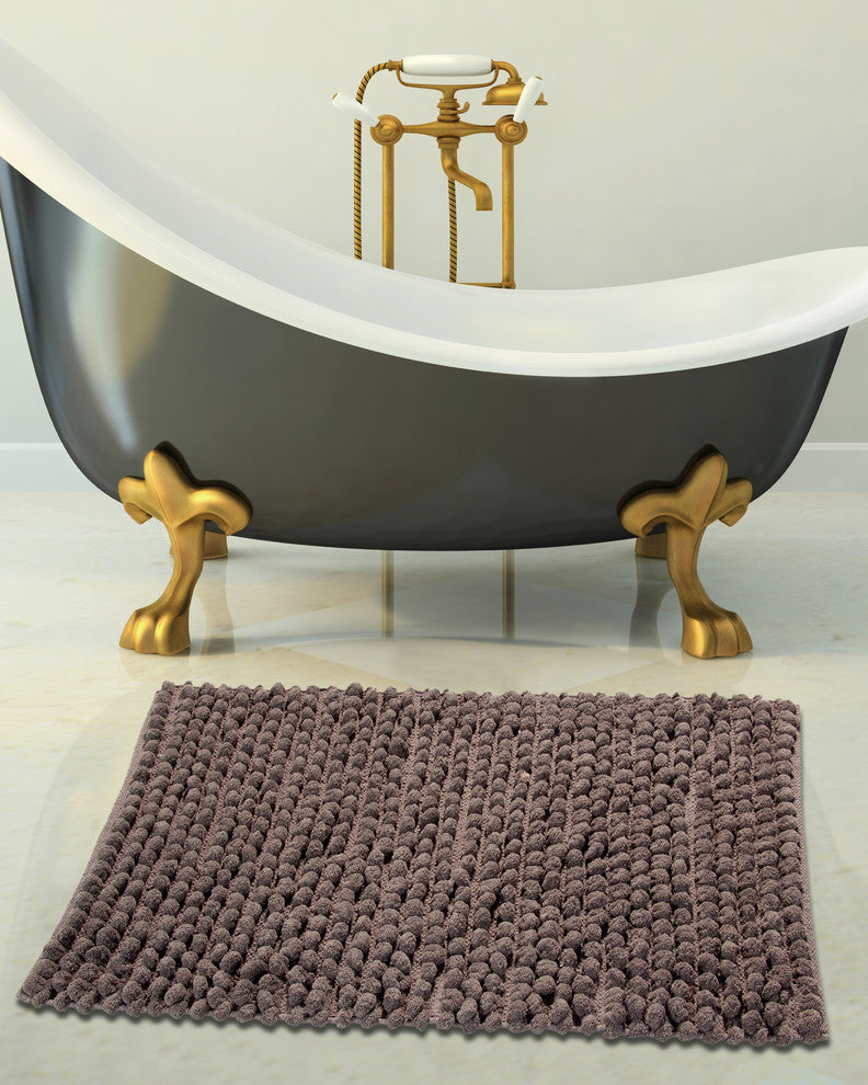 Bath Rug Cotton and Microfiber Hand Loom, 50"x30", Gray, GSF 200, Bubbles