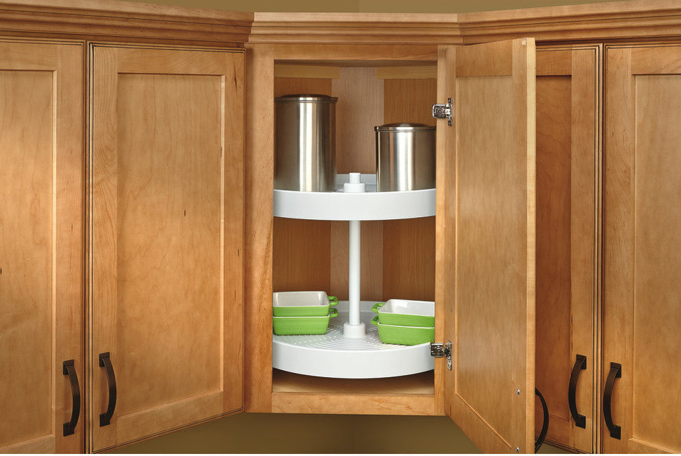 Polymer Full Circle 2-Shelf Lazy Susan for Corner Base Cabinet, White, 32"W