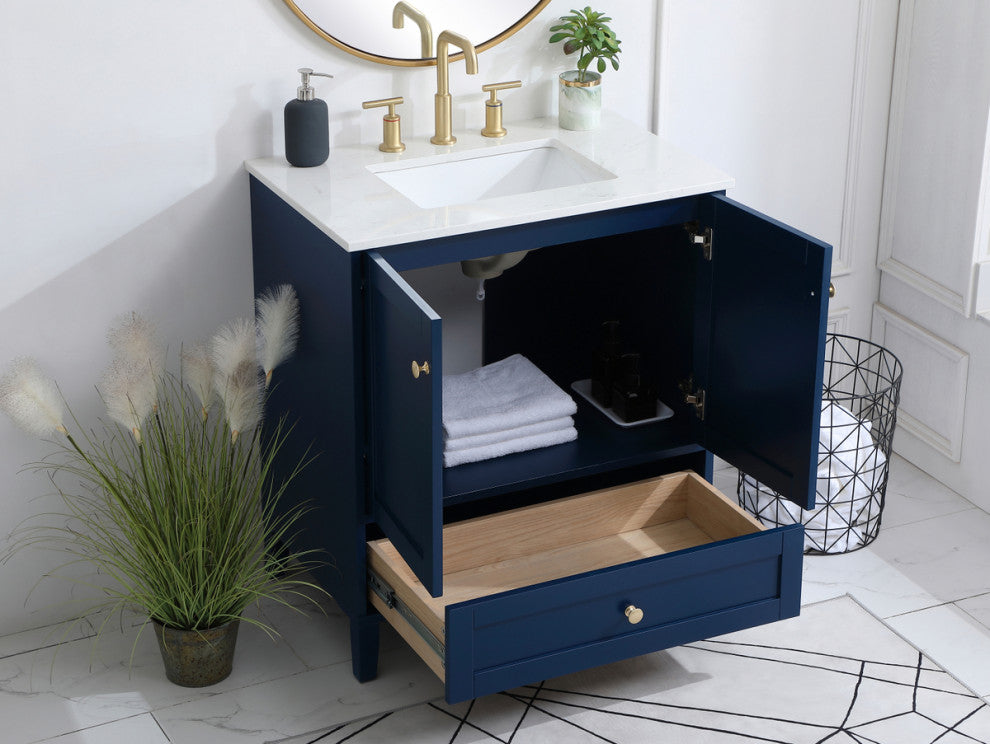 Single 18" Bathroom Vanity (Blue), Blue, 30