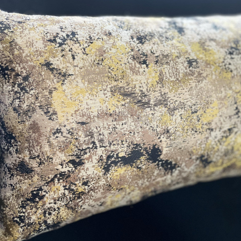 Pretty Passion Yellow, Beige and Gray Luxury Throw Pillow, 24"x24"