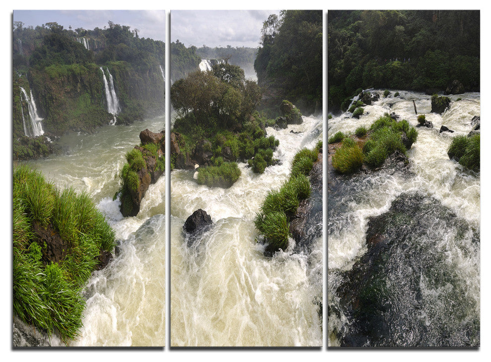 "Waterfall Iguacu Falls in Brazil" Metal Wall Art, 3 Panels, 36"x28"