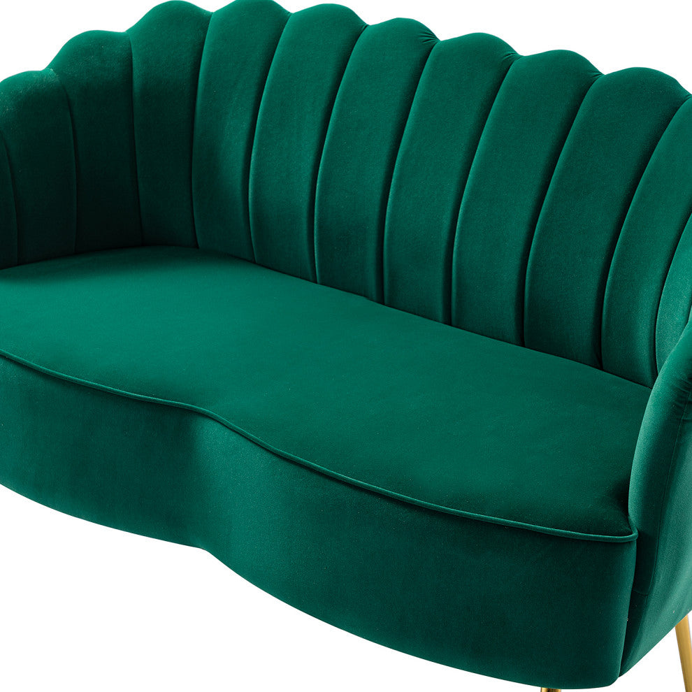 Upholstered 52" Loveseat With Tufted Back, Green