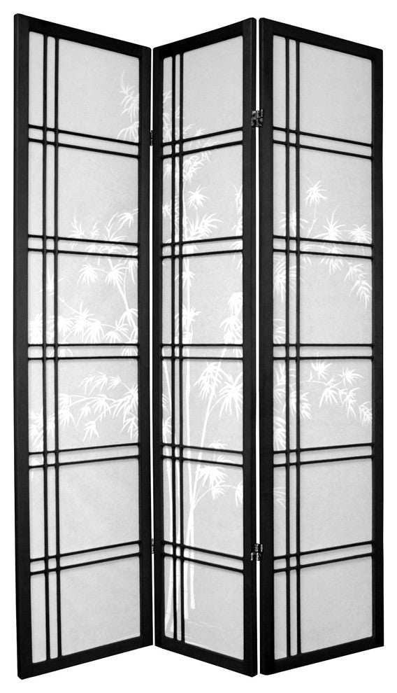 6' Tall Bamboo Tree Shoji Screen, Black