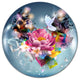 Flowers And Dove Abstract Design, Floral Wall Disc Metal Wall Art, 23"
