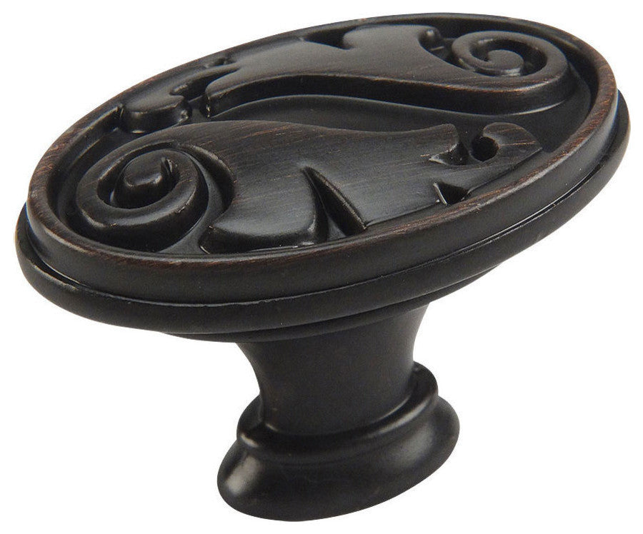 Cosmas 4297AS Floral Cabinet Oval Oblong Knob, Set of 5, Oil Rubbed Bronze