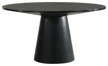 Jasper White 59"W Contemporary Round Dining Table with Pedestal Base, Ebony Black