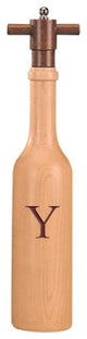 Wine Bottle Maple Wood Pepper Grinder, Custom Personalized Initial,  "Y"