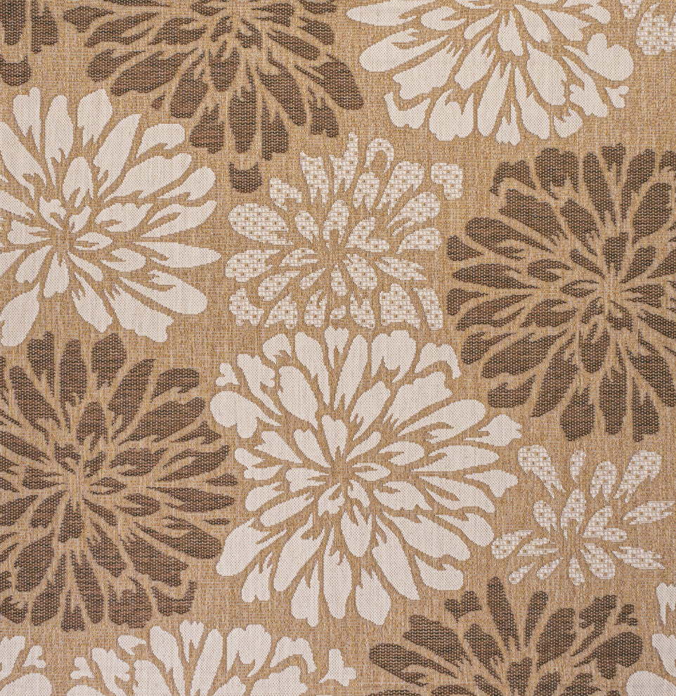 Zinnia Modern Floral Textured Weave Indoor/Outdoor Area Rug