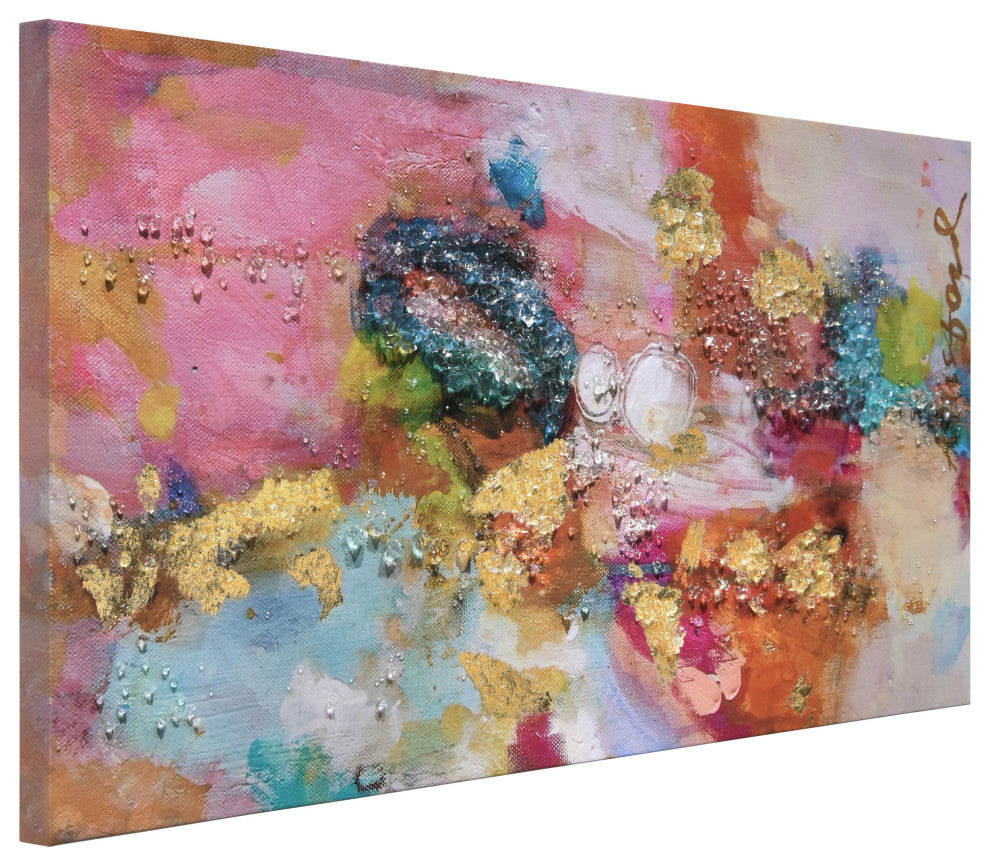 Colorful Symphony II Crystallus Epoxy Coated Wrapped Canvas Wall Art