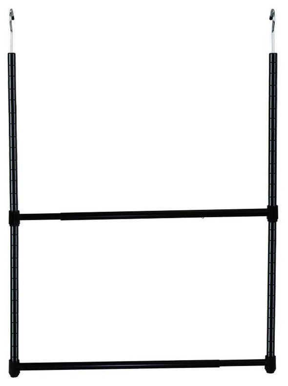 Adjustable Closet Hanger Rod, 2-Tier, Black