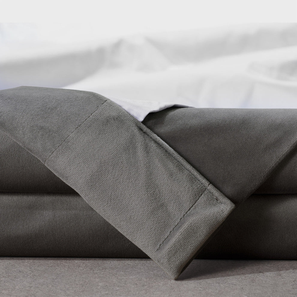 Signature Plush Velvet Blackout Curtain Single Panel, Nightlife Gray, 50"w X 84"l