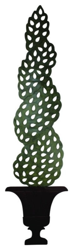 Tall Swirl Wall Topiary Urn Plaque, Garden Indoor Outdoor Column Green