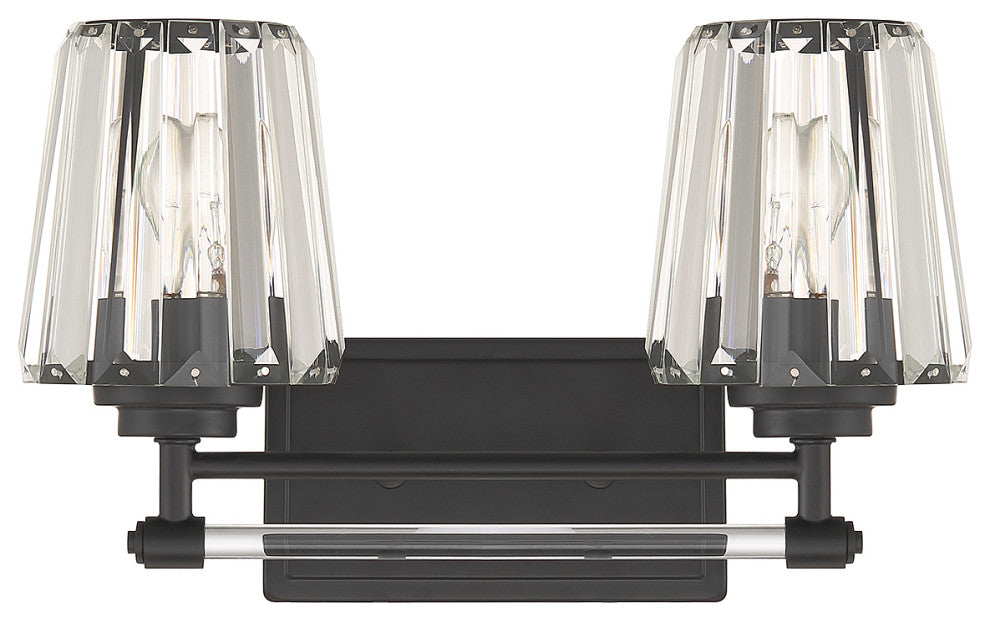 Garnet 2-Light Bathroom Vanity Light, Matte Black, Matte Black