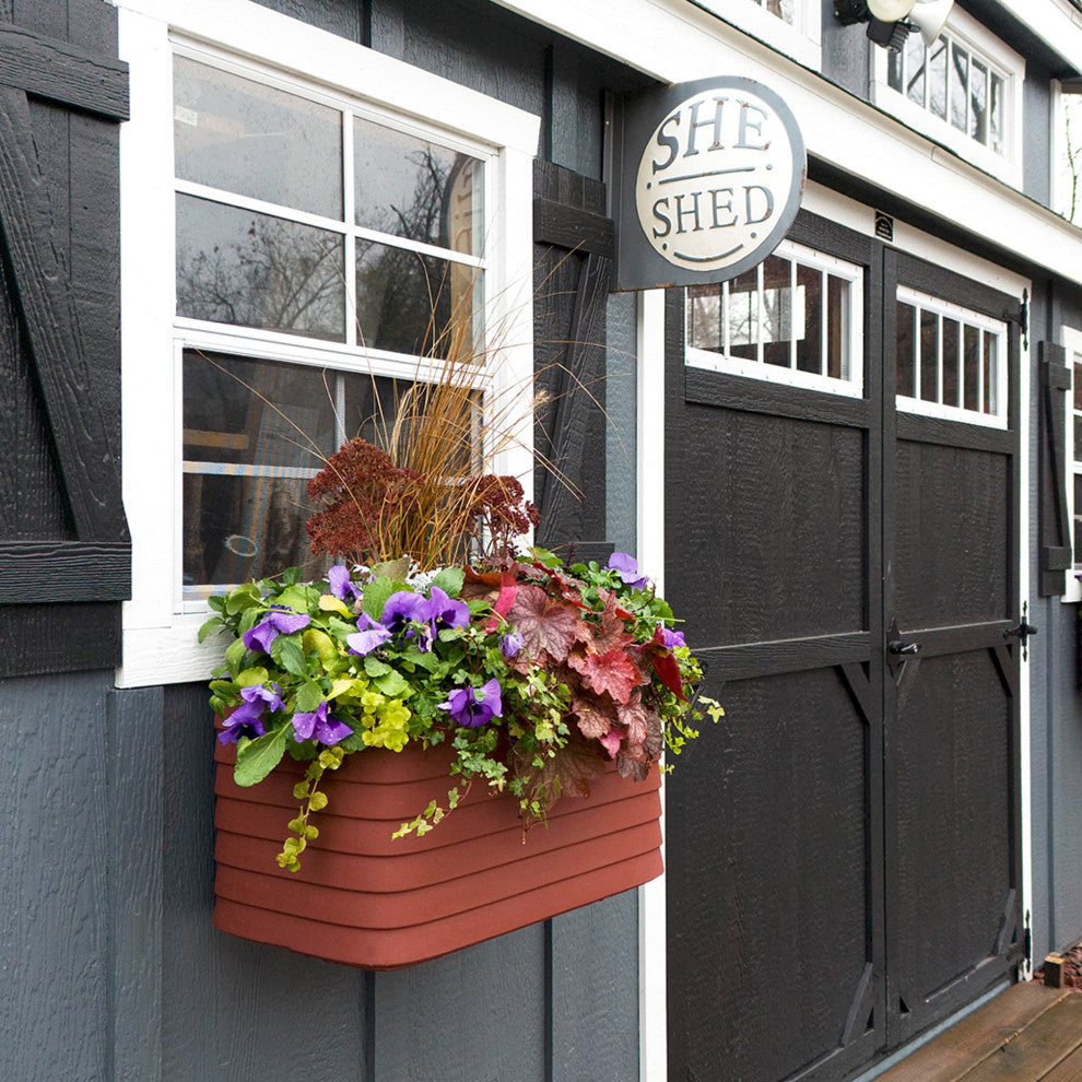 TruDrop Slat Self Watering Windowbox, Slate, Small 23"x13"x12"h