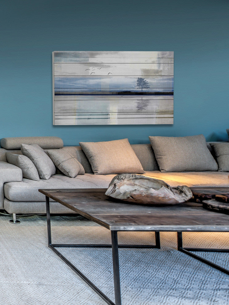 "Shimmering Reflection" Painting Print on White Wood, 24"x16"