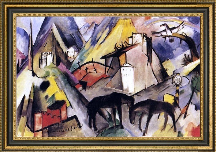 Franz Marc The Unfortunte Land of Tyrol - 18" x 27" Framed Premium Canvas Print