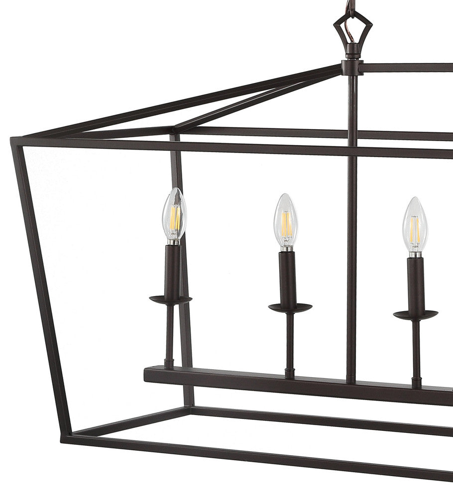 Pagoda Lantern Metal LED Pendant, Oil Rubbed Bronze, Width: 49"
