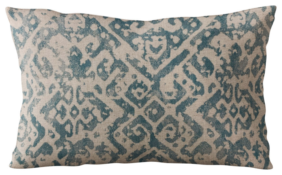 Plutus Blue Artistic Plaid Luxury Throw Pillow, 20"x30"