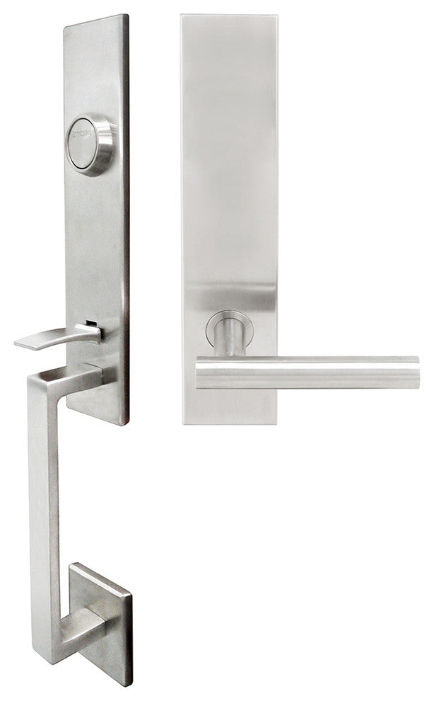 Copenhagen Lever, Tubular Entry Handleset, Left Hand, Satin Stainless Steel