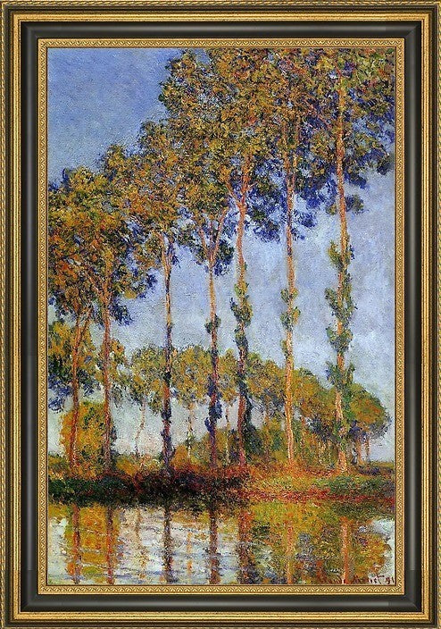 Claude Oscar Monet a Row of Poplars Framed Premium Canvas Print, 18"x27"