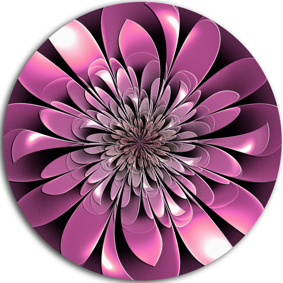 Glittering Lush Purple Fractal Flower, Floral Disc Metal Wall Art, 36"