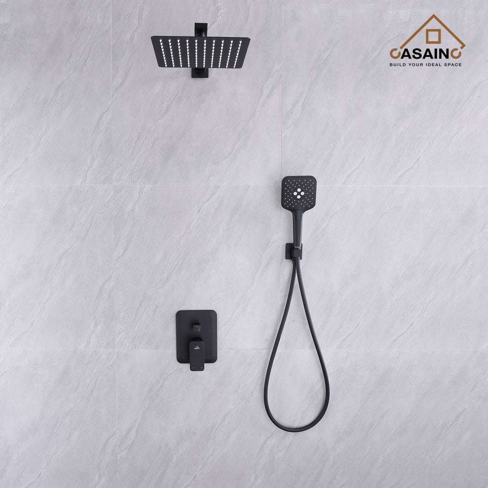 Brushed Nickel Wall Mounted  Shower Faucet Waterfall Shower Bar System, Matte Black