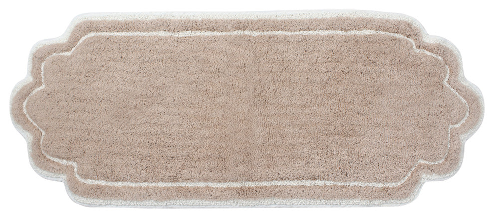 Allure Collection 100% Cotton Tufted Non-Slip Bath Rug, 21"x54" Runner, Linen