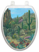 Desert Oasis Toilet Tattoos Seat Cover, Bathroom Vinyl Lid Decal, Elongated
