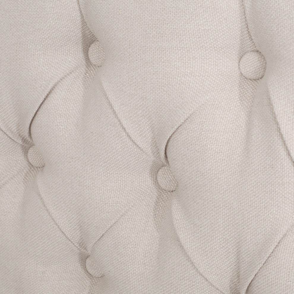 GDF Studio Cumulus Fully Upholstered Fabric Queen Bed Set, Ivory