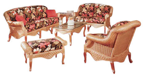 Palm Beach 6-Piece Living Room Furniture Set, Cinnamon, Wheat Fabric