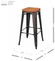 Metropolis Backless Stool, Set of 4, Gunmetal, Bar Stool, Wooden
