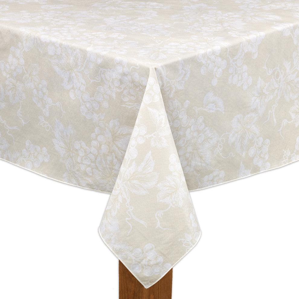 Grapevine 100% Vinyl Tablecloth, Ivory, 52"x70"
