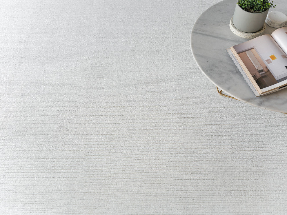 Pavia Modern Handloomed Silky Nylon White Area Rug, 9'x12'