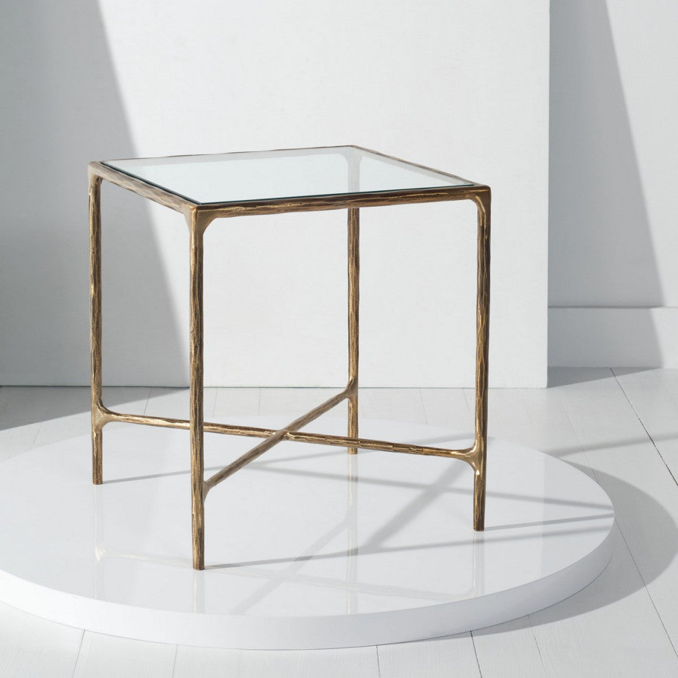 Safavieh Couture Jessa Forged Metal Square End Table, Brass