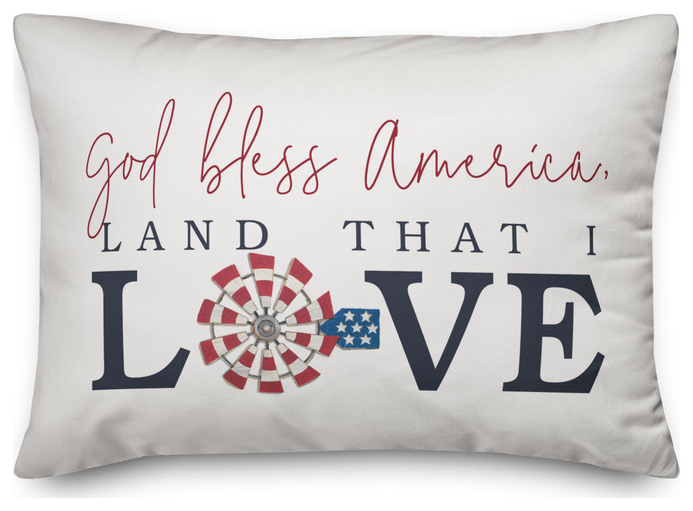 God Bless America Land That I Love 14x20 Throw Pillow
