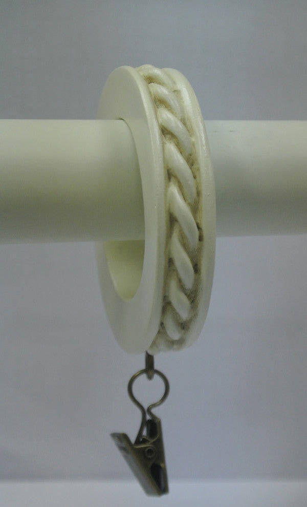1 3/4" Rope Designer Curtain Rings, Ivory, Set of 14