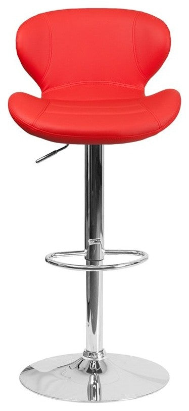 Estella Aila Mid-Back Red Vinyl Swivel Adjustable Barstool